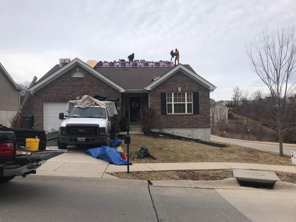 working on house roof